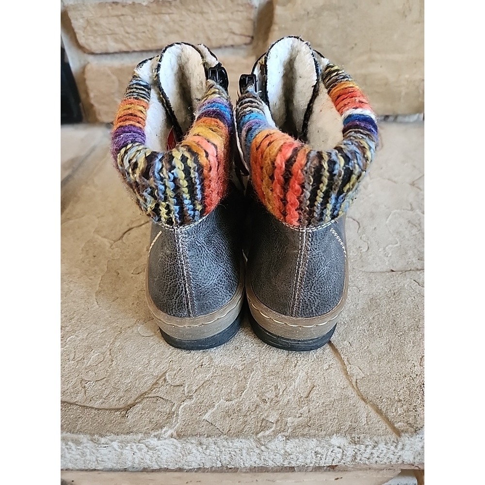Rieker Felicitas Boots Womens Size 39 Gray Leather‎ Lace Up Round Toe - Picture 5 of 11